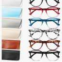 Henotin 6 Pack Reading Glasses for Women Men Blue Light Blocking Stylish Computer Readers with Leather Case