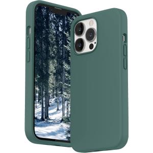 2 x SURPHY Silicone Case Compatible with iPhone 13 Pro Case (6.1 inch 2021), Liquid Silicone Phone Case (with Microfiber Lining) Designed for iPhone 13 Pro 6.1 (Pine Green)