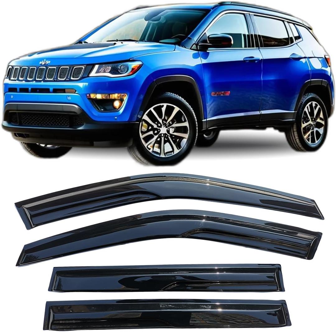 Window Visors Rain Guards for Jeep Compass 2017-2025 Tape on Window Wind Deflectors Vent Visor Sun Shades