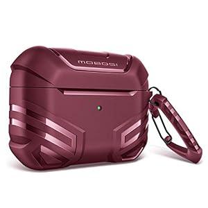 MOBOSI for AirPods Pro 2 Case with Lock, Compatible with AirPod 2nd Gen Cover [Fit for MagSafe], Military Grade Hard Shell for iPods Pro2 with Cleaner Kit & Keychain for Men(2023), Burgundy