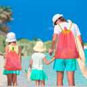 Beach Toy Bag 2 Pack, Mesh Drawstring Backpack for Kids and Adults - Quick Dry Sand Free Mesh Beach Bag, Portable Sand Toy Backpack, Sea Shell Bags, Shelling Tools, Bags Only (Bright Pink), Large and Medium