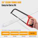 24 Inch Clear Replacement Towel Bar for Ceramic Holder - Cut to Fit Any Size, Spring Loaded Adjustable Plastic Towel Rod for Porcelain Holders, No Demolition Installation