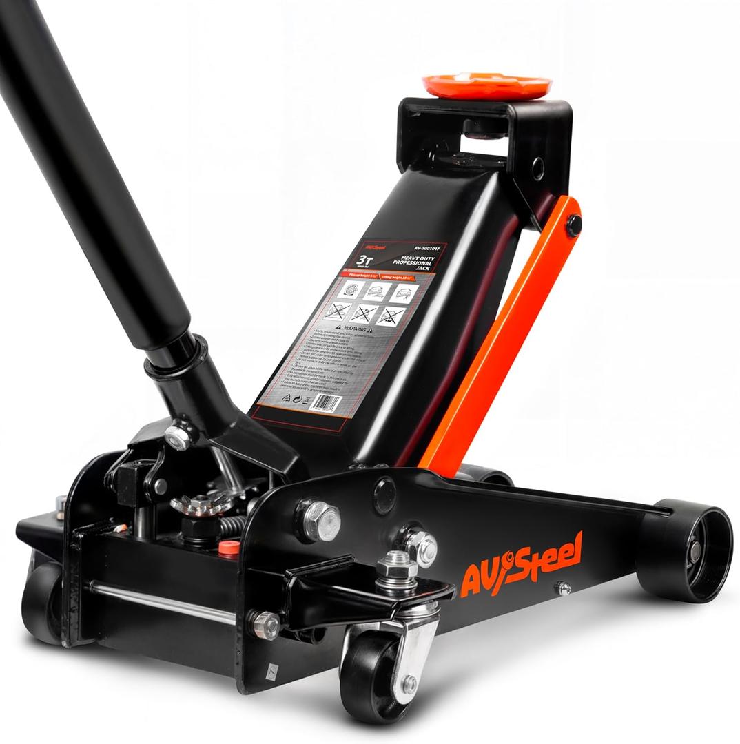 AV Steel 3 Ton Floor Jack (6600 lbs), Heavy Duty Hydraulic Jack for Car, Heavy-Duty Floor Jack with Single Piston Pump, Quick Lift Car Jack 3 ton with Lifting Range 5.5'' to 18.5''