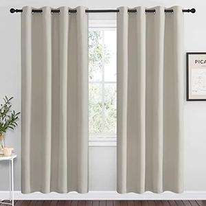 NICETOWN Natural Room Darkening Curtains 78" Long for Boho Farmhouse Home Decoration, Window Treatment Total Privacy Drape Panels for Bedroom Living Room Guest Room (55" Wide, Set of 2) 