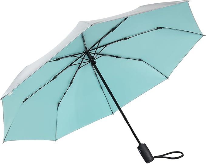 G4Free UPF 50+ UV Protection Travel Umbrella 42/46 Inch Windproof Silver Coating Sun Blocking Umbrella