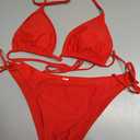 Women Red Triangle Bikini Sets Halter Two Piece Sexy Swimsuit String Tie Side Bathing Suit M