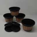 Quarut 4 Pack 10 inch Plant Pots,Upgrade Whiskey Barrel Planters with Drainage Holes & Saucer,Plastic Decoration Flower Pots Retro Design,Planters for Outdoor Indoor Garden Home Plants (Brown)
