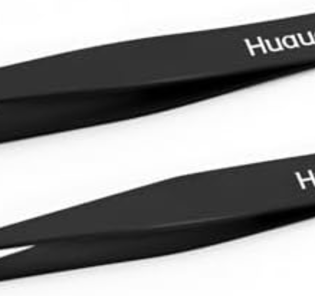 Pack of 2 2-Pack Professional Stainless Steel Tweezers for Women and Men，Precision Slant and Pointed Tip Tweezer Set for Eyebrow，Facial Hair，Splinter and Ingrown Hair Removal (Black)