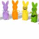 2 x 6 Pcs Halloween DIY Flocked Bunny Figurines Paintable Rabbit Decor Set