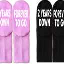 2 Years Anniversary, 2 Years Down Forever To Go Socks, Happy Anniversary, 2nd Anniversary, Valentine’s Day, Congratulation Gifts For Couple, Wife And Husband, His And Hers Gifts, Two Pairs.(007)