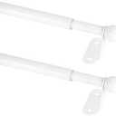 KXLife 2 Pack Small Curtain Rod 18-30 Inch, 1/2 Diameter, Cafe Door Curtain Window Rod, Adjustable Drapery Rods with Brackets (White)