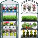 Mini Greenhouse for Indoor Outdoor, Plant Green House 4-Tier Rack Stand Portable Greenhouses with Durable PVC Cover for Seedling, 2.5x1.6x5.2 FT,Ideal Gardening Gifts for Women Men(PLGH704P)