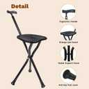 UNLICON-Brown Folding Cane Stool with Seat Lightweight Adjustable Walking Cane for Seniors, Ergonomic Design, 330 lbs Capacity, Portable and Convenient Cane Chair with Anti-Slip Feet