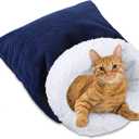 Large Cat Sleeping Bag Cozy 360 Wrap Plush Sleeping Bag for Winter Fluffy Soft Cat Bed Cave Comfortable Sack for Small Medium Large Adult Pet Indoor, 23.6 x 18.5 x 11.8 Inches