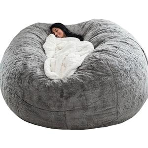 OACEVOZ Bean Bag Chairs, 7ft Giant Bean Bag Cover, Big Bean Bag Chairs for Adults (No Filler, Cover only) Comfy Large Bean Bag Bed Fluffy Lazy Sofa (Light Grey)