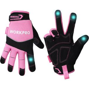 WORKPRO Safety Work Gloves, Mechanic Working Gloves for Men Women, Touch Screen, Terry Fabric, Non-Slip (Medium (Pack of 1), Pink)