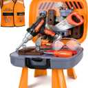 Toddler Tool Set for Age 3-5 Kids Tool Set with Tool Box and Toy Drill, Pretend Play Toy Tools Kids Construction Tools Bench for Toddlers Boys Toys 3 Year Old Gifts