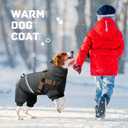 BRKURLEG Black Dog Coat with Harness, Dog Winter Jacket, Dogs Onesie Body Warm Jackets, Small Dogs Winter Coats Reflective Windproof Warm Cold Weather Coats, Pet Waterproof Jacket Hiking M