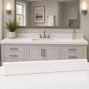 COUKIU Bathroom Vanity Sink Backsplash/Sidesplash (White Engineered Marble, 4" x 48")