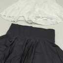 OQQ Women 2 Piece Mini Skirts 2 in 1 Flowy Sexy Basic Stretchy Flared Casual Skirts (Medium, Black White)