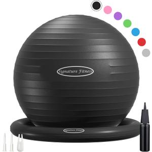 Fitvids Anti-Burst and Slip Resistant Exercise Yoga Fitness Birthing Ball with Quick Pump, 2,000-Pound Capacity, Multiple Colors and Sizes (Black)