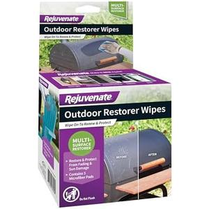Rejuvenate Outdoor Restorer Wipes, 3 Count, Individually-Wrapped Pre- Saturated Microfiber Wipes Restore Faded and Weathered Surfaces Such As Patio Furniture, Shutters, Siding, Mailboxes And More