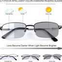YIMI Progressive Photochromic Multifocus Reading Glasses UV400 Sunglasses Blue Light Blocking Computer Readers for Men Women, +3.00