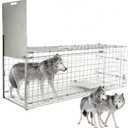 57 Collapsible Large Live Animal Trap, Easy to Set and Release Live Animal Traps for Dogs, Foxes, Coyotes, Bobcats and Other Similarly Sized Animals Up to 55 lbs