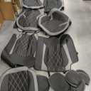 F150 Seat Covers, Napa Leather, for 2015-2026 Ford F150 SuperCrew and 2017-2026 F250 F350 F450 Heavy Duty(Full Set, Black&Gray)
