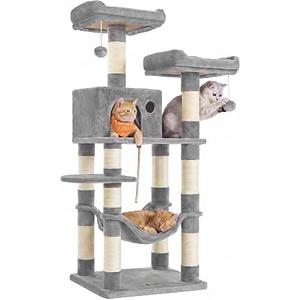 Cat Tree,Large Cat Tower, Multi-Level Condo, Smoky Gray