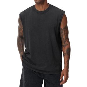 Mens Cotton Sleeveless Tank Tops Cut Off Muscle Gym T Shirts Running Beach Loose Fit Tees (XX-Large, Black)