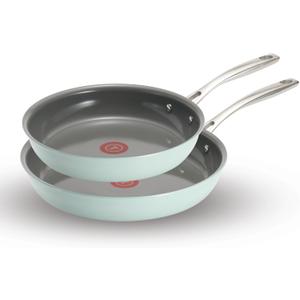 T-fal Ceramic Non-Stick Induction, 10.5 and 12 Inch 2 piece Frypan Set, Mint Green