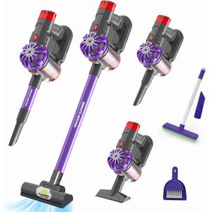 Kids Vacuum That Really Works, Pretend Play Cleaning Toy for Toddler, 3-in-1 Cordless Vacuum Interactive Toy for Children Age 3 4 5 6, Housekeeping Gift for Boys Girls Birthday