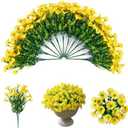 HBXNMOC 12 Bundles Realistic Silk Artificial Flowers for Indoor/Outdoor Decor - All-Weather Colorful Floral Arrangements(Yellow)