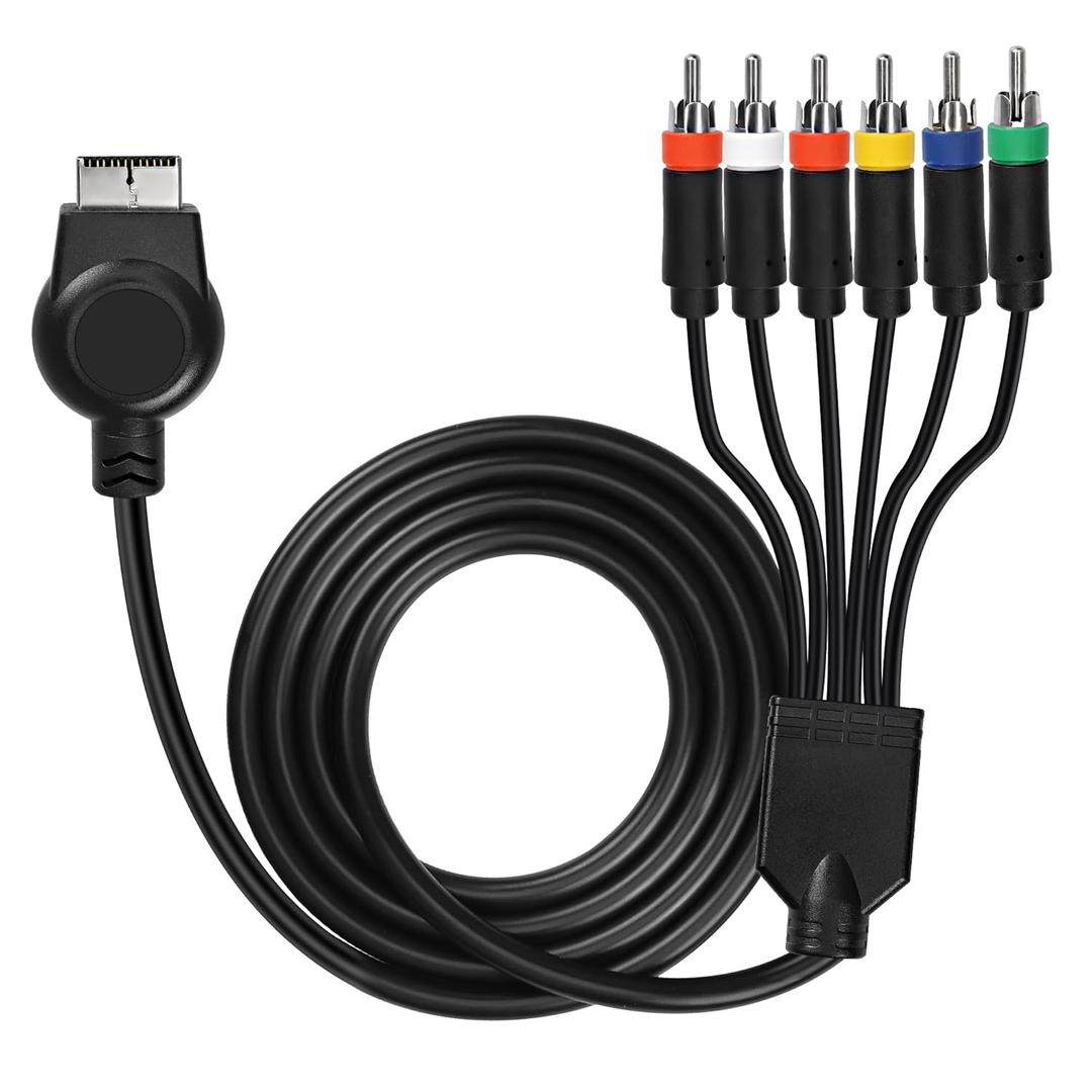 MEIRIYFA PS3 PS2 Component AV Cable,HD Audio Video Cable 5RCA YPbPr Component + RCA Video Audio Cable for PS2/PS3 Console - 1.8M, Black