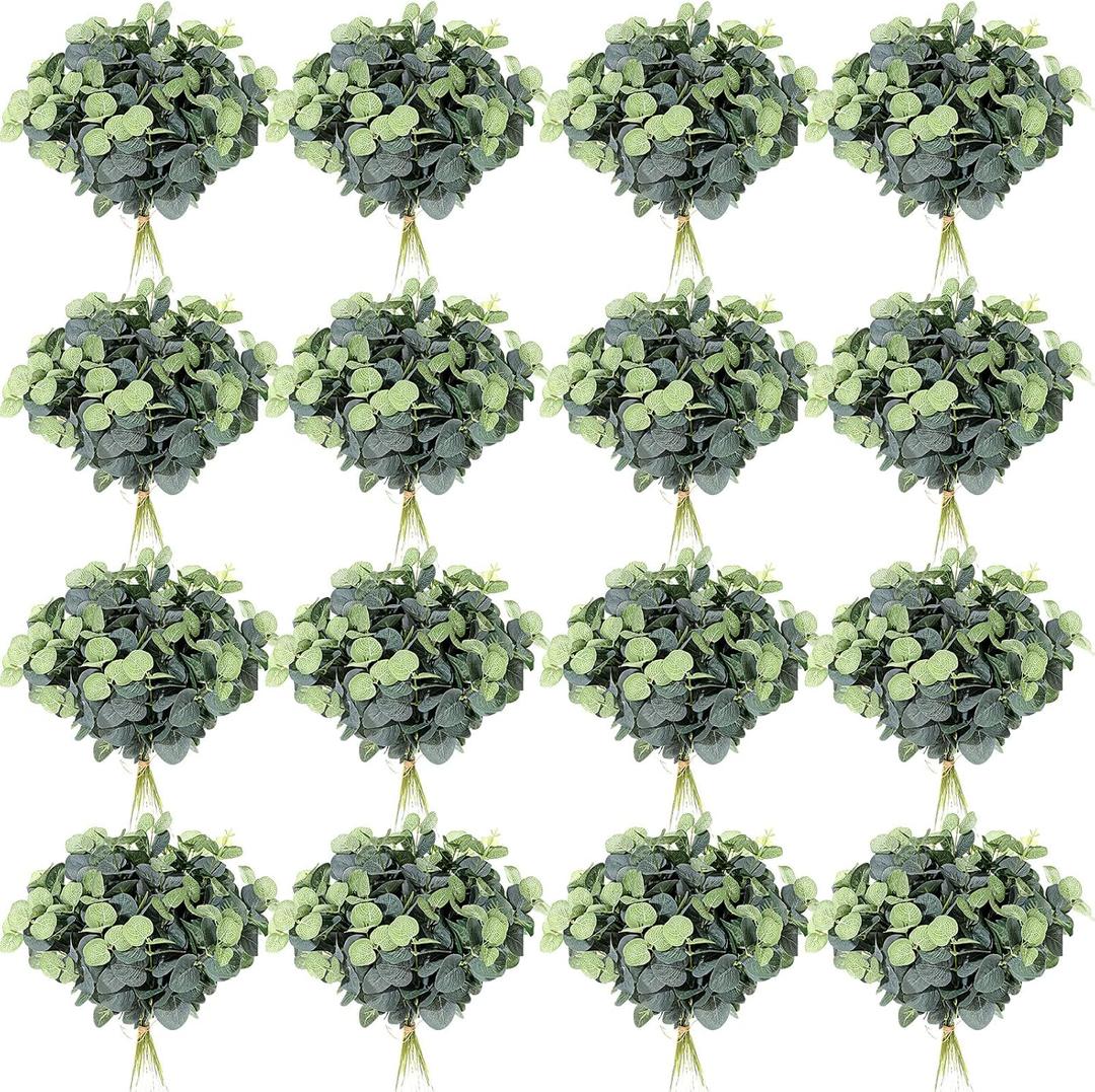 Tigeen 200 Pcs Artificial Eucalyptus Stems Tall 11.8 Inch Tall Faux Eucalyptus Branches Fake Greenery Plants Stems for Vase Home Party Wedding Decorations