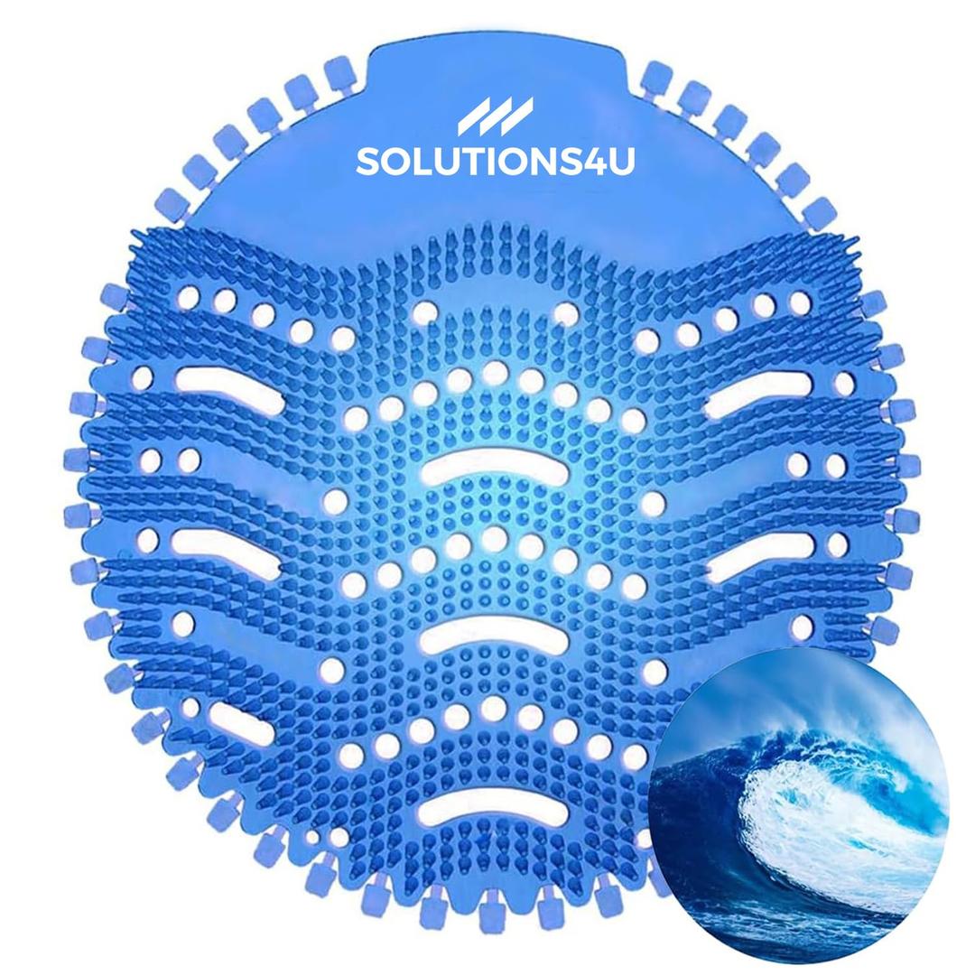 Urinal Screen Deodorizer (12-Pack) Anti-Splash Pads Cakes Odor Protection Mats Fresh 3D Wave Ocean Breeze for Toilets and Bathrooms W/Free Gloves Lasts for 30 Days