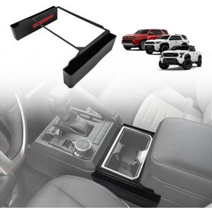 Muslogy Center Console Organizer Hanging Storage Box Compatible with 2024 2025 2026 Toyota Tacoma & 2025+ 4Runner Accessories Console Left & Right Phone Pocket Gear Shift Side Organizer (Black)