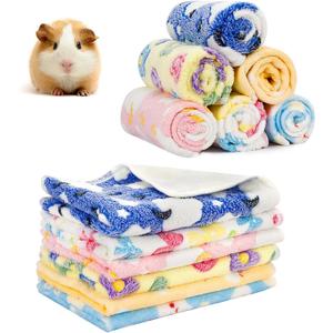 PETKNOWS 6PCS Guinea Pig Fleece Blankets, Washable Small Animal Fleece Bedding Cage Liners Absorbent Pet Pee Pad Sleep Mat Pad Cover for Hamster Ferret Rabbit Chinchilla Hedgehog