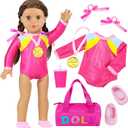K.T. Fancy 18 Inch Doll Gymnastics Clothes Set - Pink Leotard, Shoes, Gym Bag, Olympic Medal, Water Bottle & Hair Accessories for PlayDoll Not Included