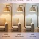 JOOFO Boho Floor Lamp with Remote & Foot Switch, Brushed Gold Standing Lamp with Flower-Inspired Textured Shade, Stepless Dimmable Tall Lamp for Living Room Bedroom Reading (Bulb Included)