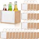 Cunno 24 Pcs Burlap Tote Bag Mini Jute Reusable Waterproof Bag with Handles Small Blank Canvas for Wedding Beach DIY Gift (Elegant, 9.06 x 6.3 x 5.12)