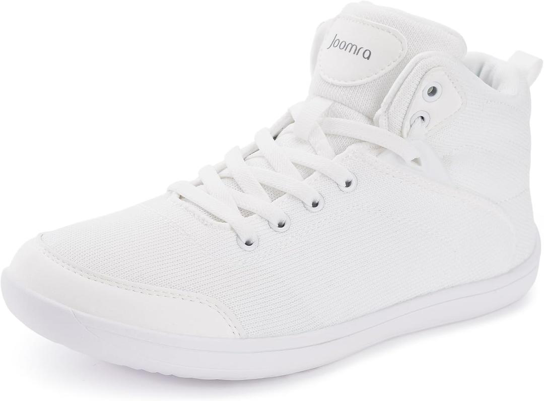 Joomra Women's High Top Shoes Size 7W 7 Minimalist Winter Barefoot Zero Drop Wide Toe Box Width Fashion Casual Walking Tennis Sneakers Ankle White 38