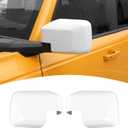 for Bronco Side Mirror Cover Trim White for Ford Bronco 2021 2022 2023 White Exterior Accessories 2pcs (for Mirror Without Light & Not for Sport)