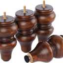 Wood Furniture Legs 6 inch - Sofa Legs Set of 4 Replacement Couch Legs - Round Furniture Feet Replacement for Legs for Furniture - Sofa Legs, Chair, Dresser, Ottoman, Coffee Table, Cabinet, Etc. Brown