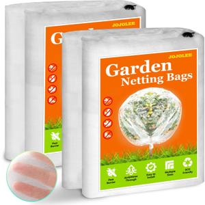 Fruit Tree Netting for Garden Protection, 2Pcs 7.8 x 7.8FT Insect Bird Nettings with Zipper and Drawstring, Plant Cover Mesh Net Bags for Blueberry Bushes, Tomatoes, Flowers 