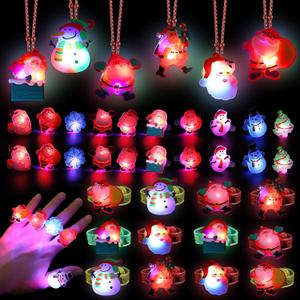 CCINEE 54pack Christmas Party Favors for Kids Light Up Necklace Lighted Rings LED Flash Bracelet Bulk Flashing Light Glow in the Dark Xmas Stocking Stuffers for Christmas Party Supplies