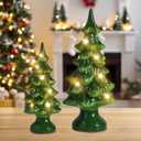 Yinns Christmas Decor 2 Pack Ceramic Christmas Tree Christmas Tree Light Up Tabletop Decor for Xmas Decoration Indoor Home Party Supplies