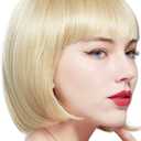 BABEYOND 1920s Flapper Short Wig Great Gatsby Bobo Wig Light Gold Straight Wig Flapper Costume Hair Wigs Accessory (Light Gold)