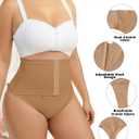USEASY Belly Support Underwear Slimming Underwear Shapewear Thong for Women High Waist Thong Tummy Control Dark Brown 2XL (Beige, XXL)